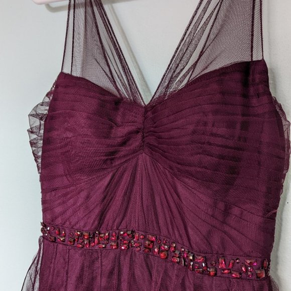 Adrianna Papell A-Line Formal Gown, Deep Wine, Sz 6- prom, wedding, holiday - Picture 1 of 5